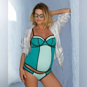 Cache Coeur Underwired maternity tankini Rosy mint set B2159